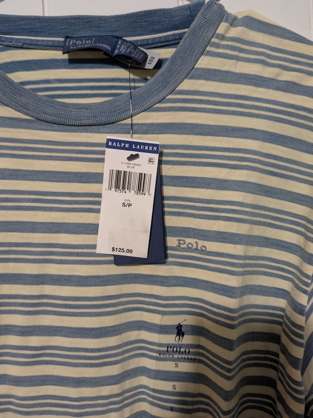 Ralph Lauren Striped Long-Sleeve Crewneck Shirt - Blue & Cream - Picture 2 of 3
